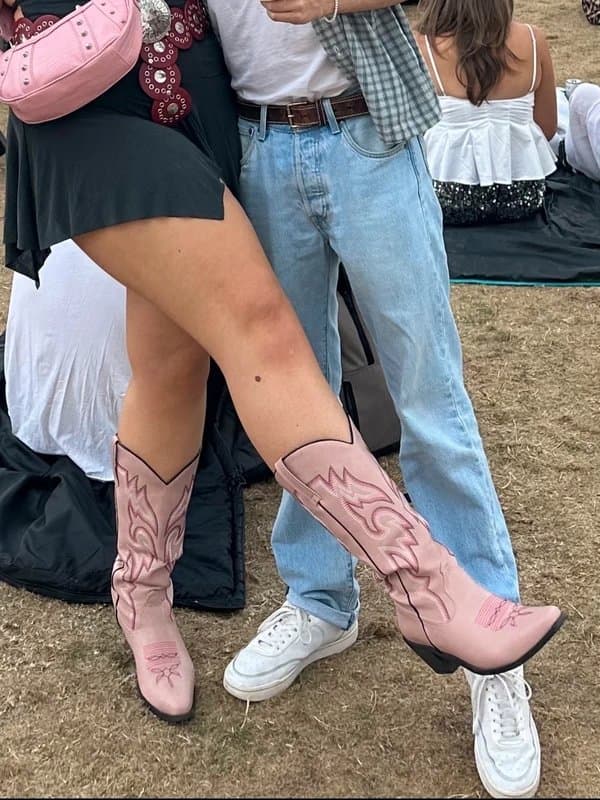 ASOS DIA Studios Pink & Red Cowboy Boots Size 7