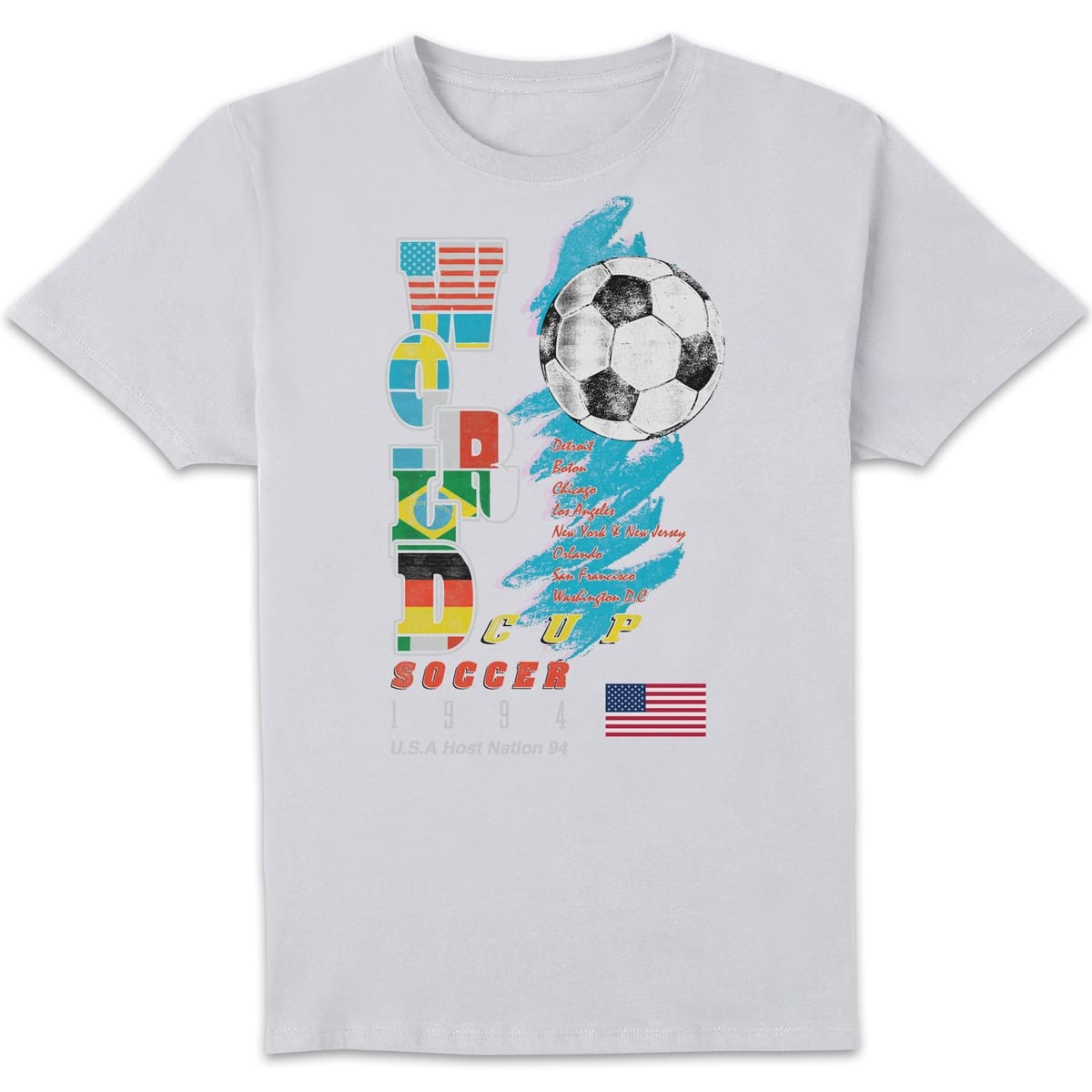 Toffs Football Toffs Football Men's World Cup USA 94 Retro Football T-Shirt - White - 1