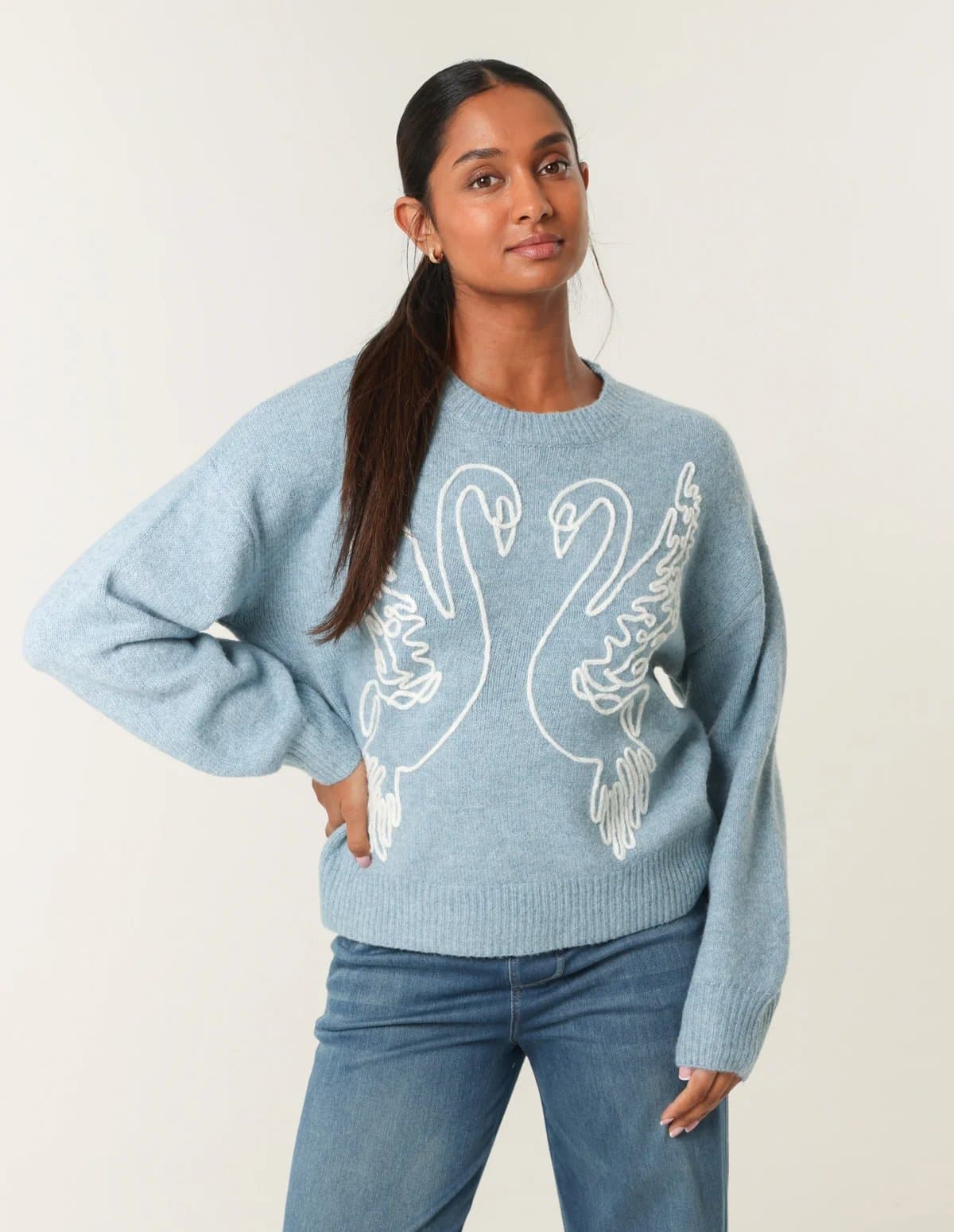 Blue Vanilla Embroidered Design Jumper