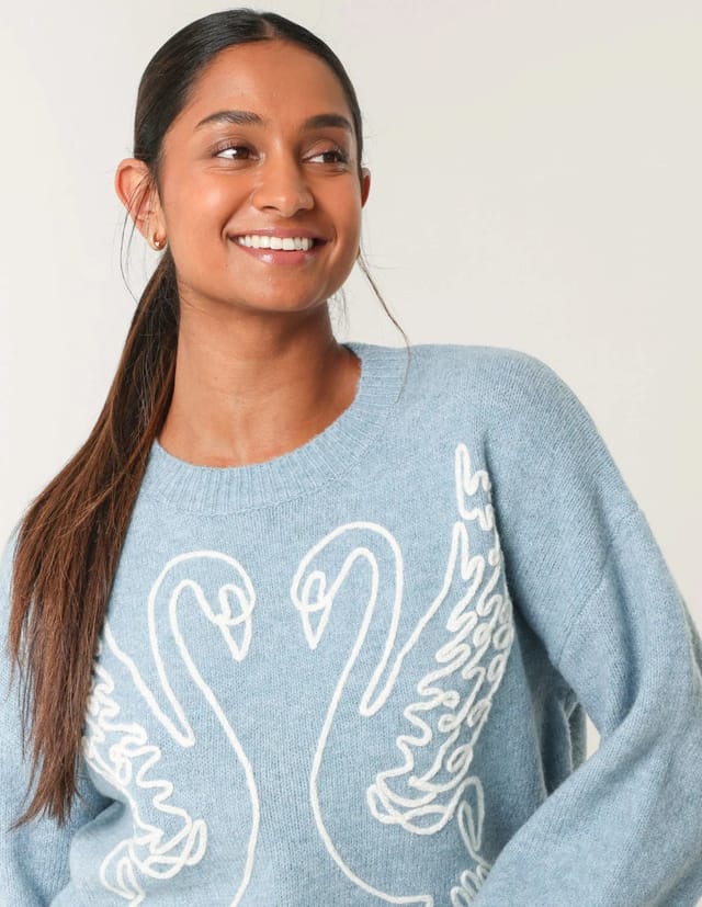 Blue Vanilla Embroidered Design Jumper - 2
