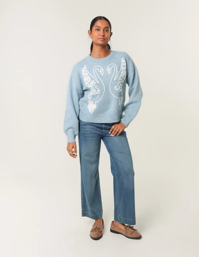 Blue Vanilla Embroidered Design Jumper - 3