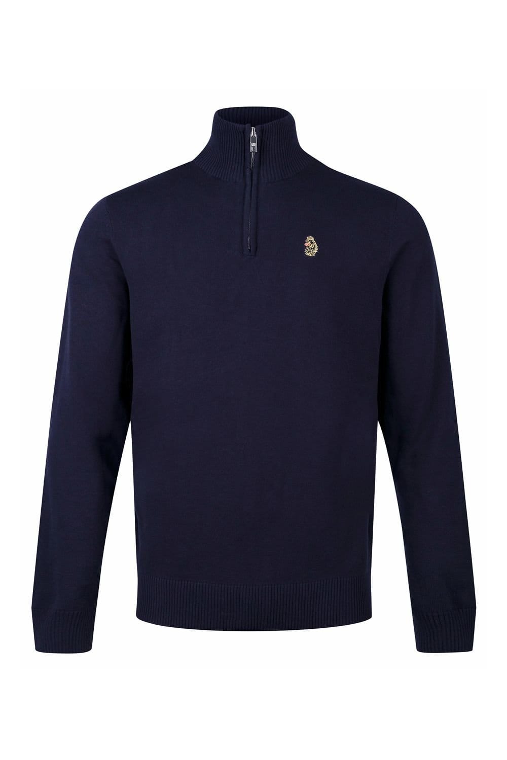 Luke 1977 Luke 1977 Men's Pretender Quarter Zip Knitted Jumper in Dark Navy - 4