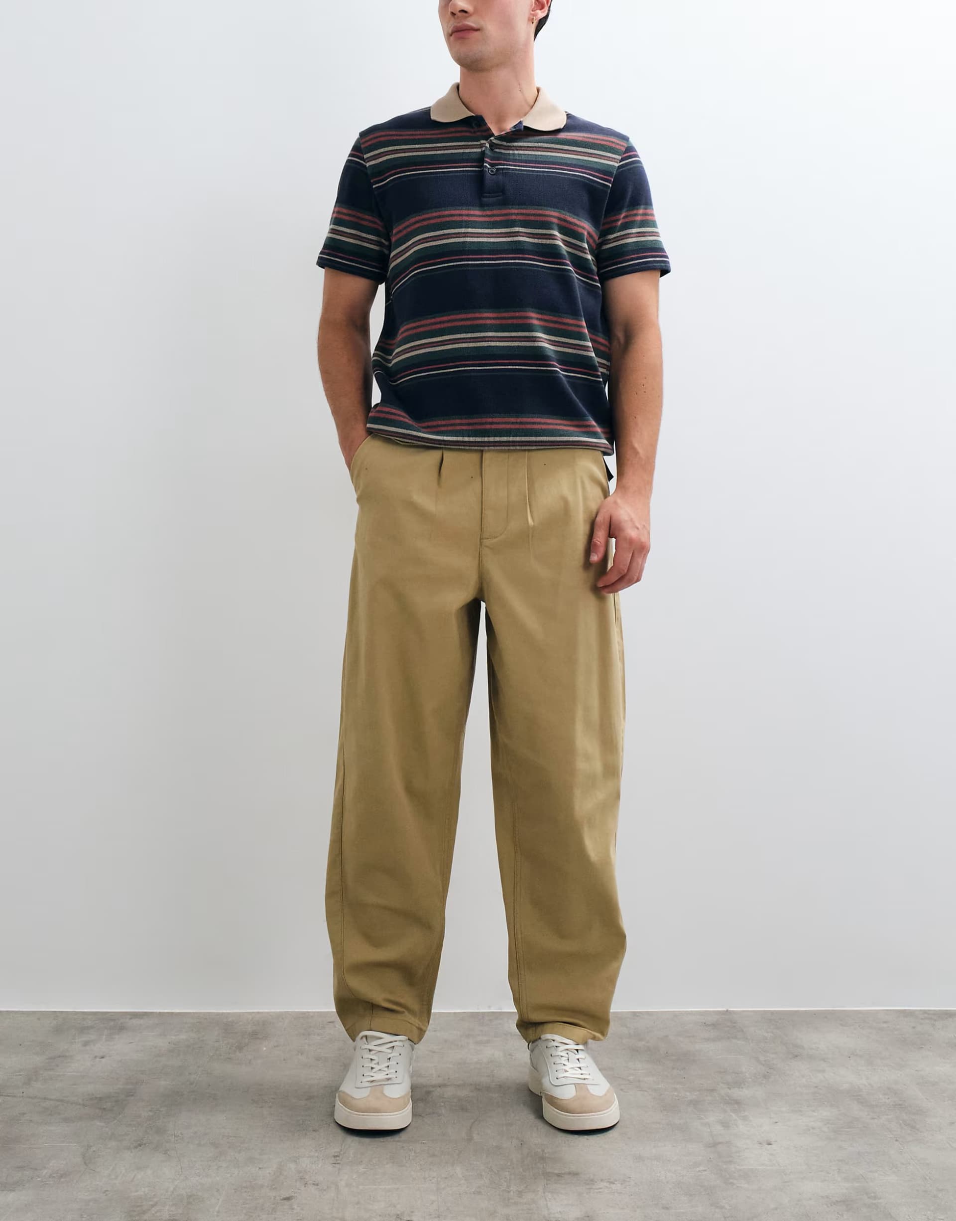 ASOS ASOS DESIGN oversized tapered chino in beige with pleats