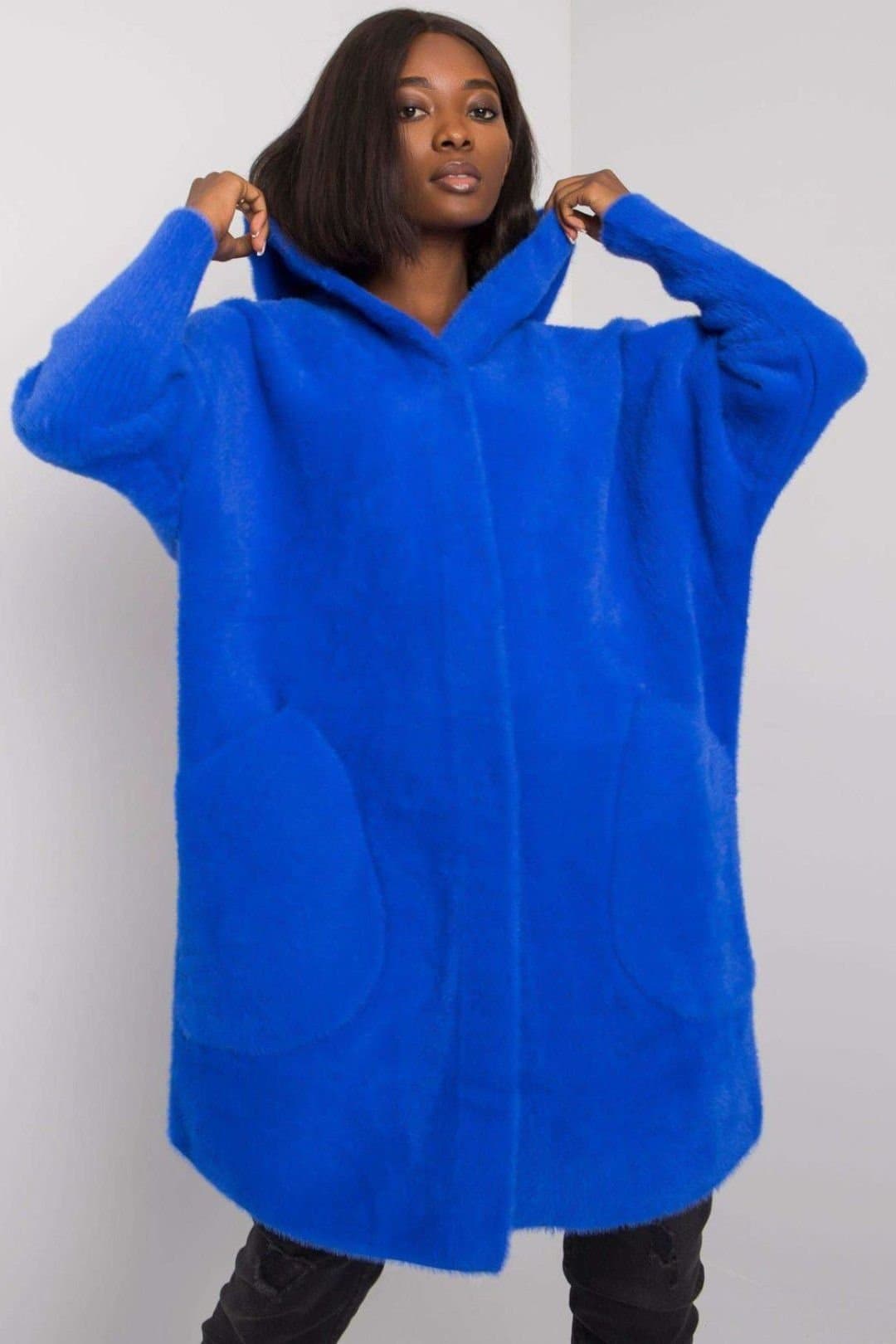 Love Lace Love Lace Women's Blue Hooded Press Stud Coat