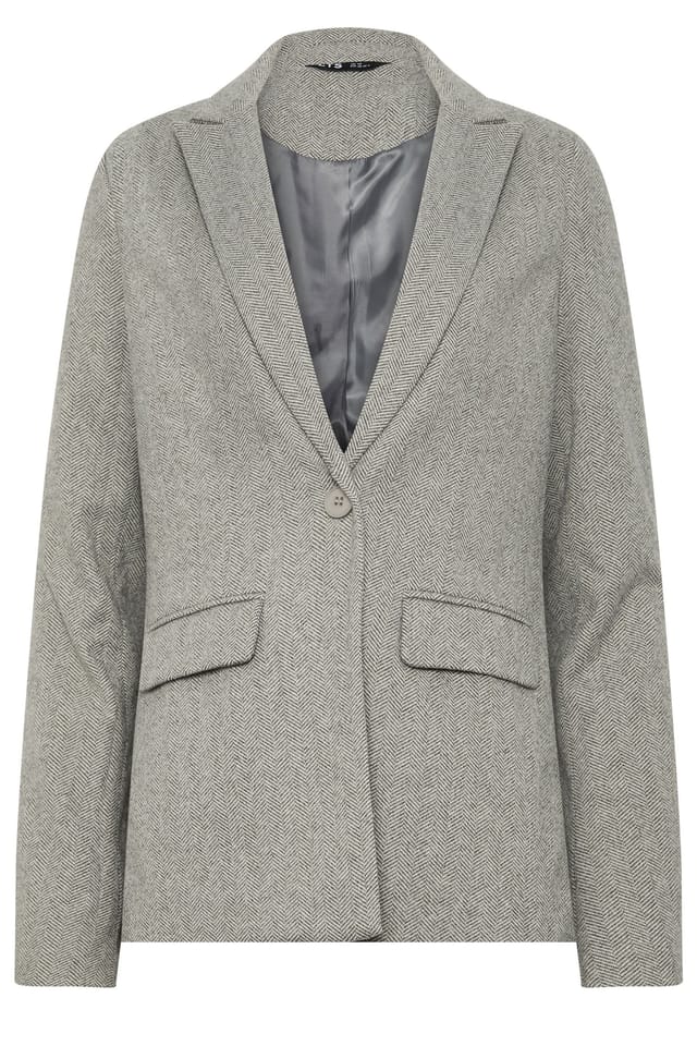 Long Tall Sally Long Tall Sally Women's Tall Herringbone Blazer in Grey - 2