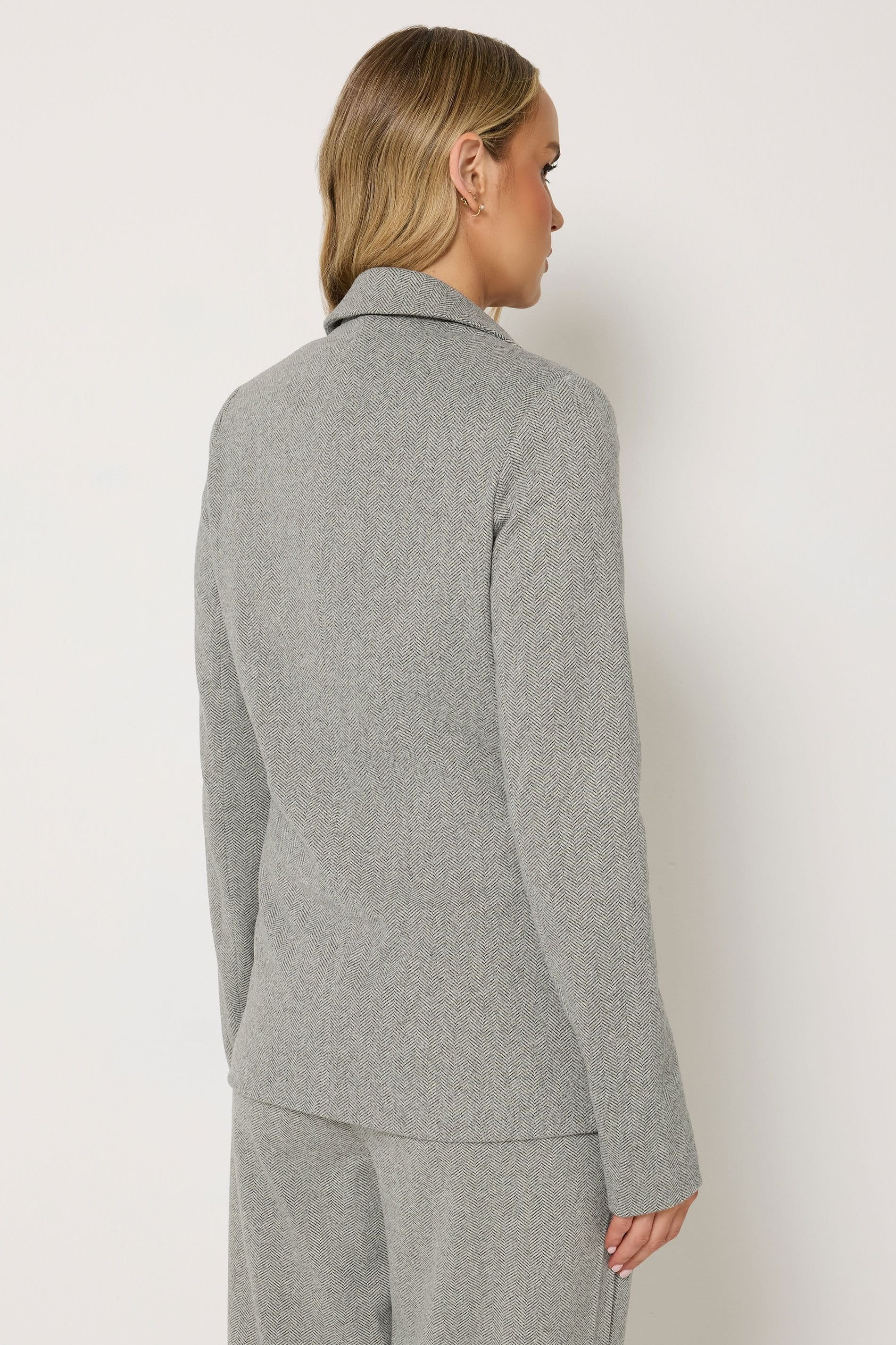 Long Tall Sally Long Tall Sally Women's Tall Herringbone Blazer in Grey - 4