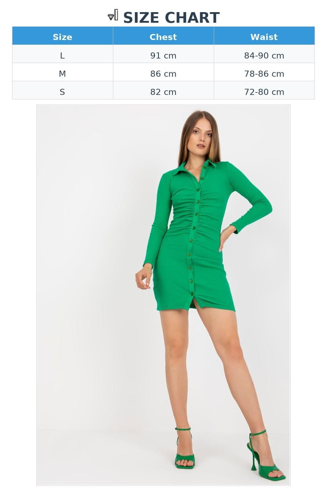 Love Lace Love Lace Women's Long Sleeve Buttoned Pencil Dress With Creases in Green - 4