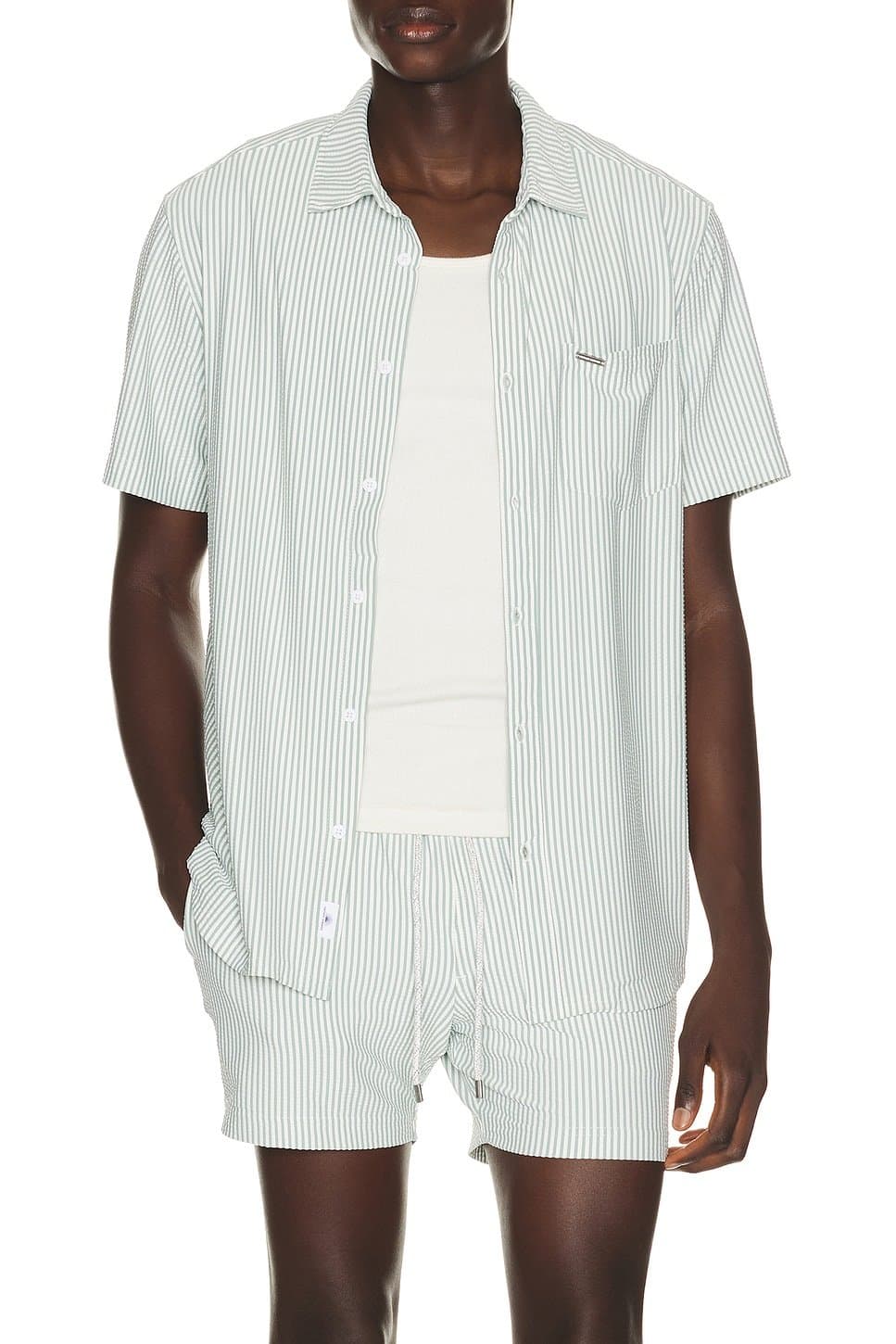 revolve Stripe Knit Button Down Shirt