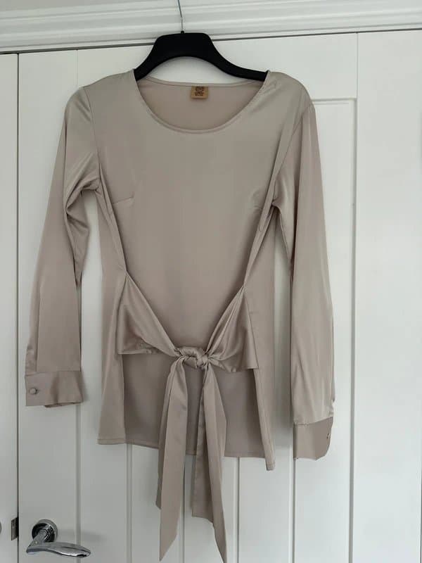 Never Fully Dressed Champagne silk top with tie detail