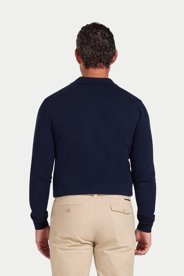 raging bull Raging Bull Men's Long Sleeve Knitted Polo in Navy - 2