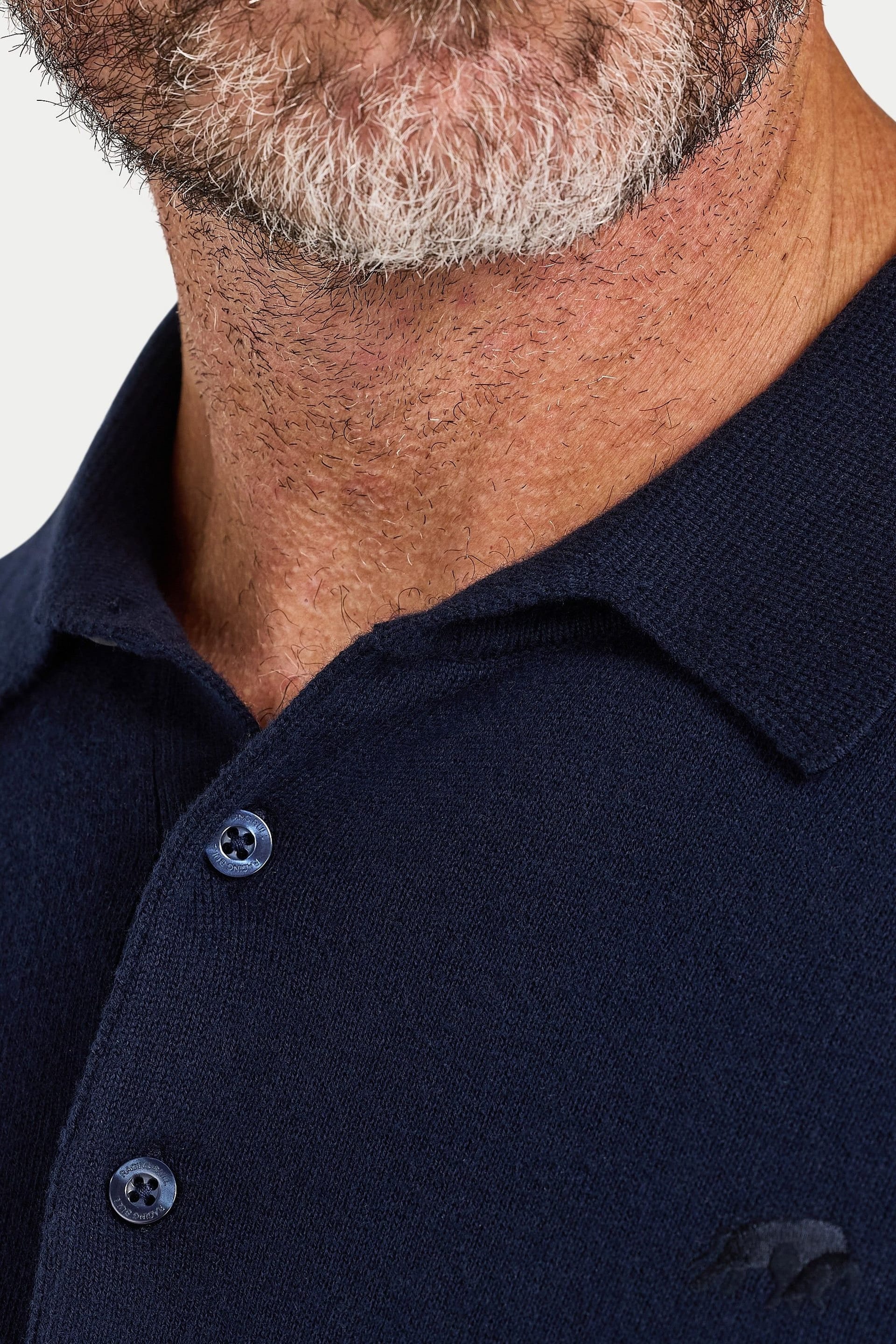 raging bull Raging Bull Men's Long Sleeve Knitted Polo in Navy - 4