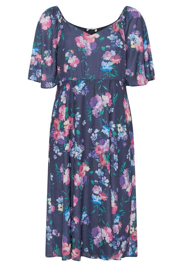 Yours Yours Women's Floral Midi Dress in Mid Navy - 2