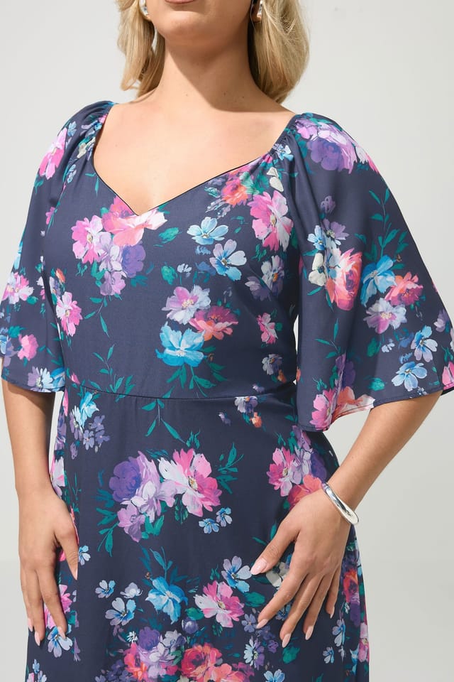 Yours Yours Women's Floral Midi Dress in Mid Navy - 3