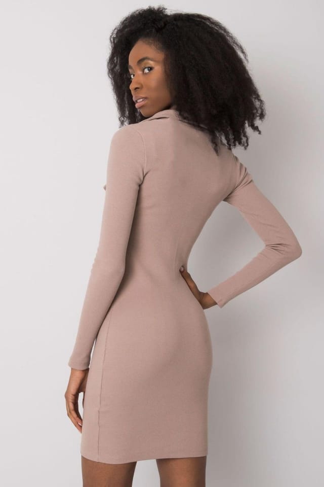 Love Lace Love Lace Women's Ribbed Long Sleeve Heart Pencil Dress Style 175444 in Beige - 3
