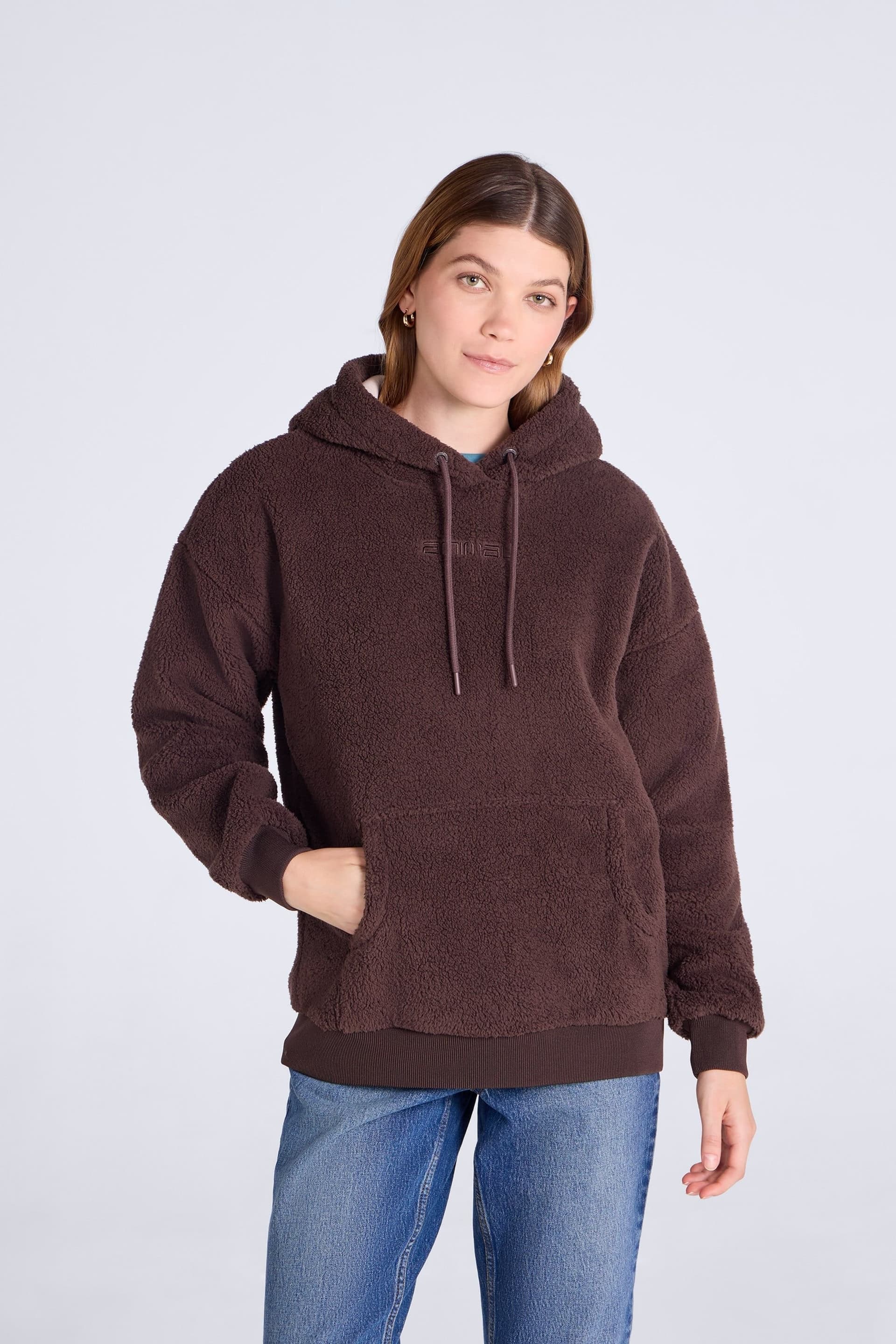 Animal Animal Women's Soft Lightweight Warm Comfortable Casual Cosy Pullover Fleece Hoodie in Dark Brown