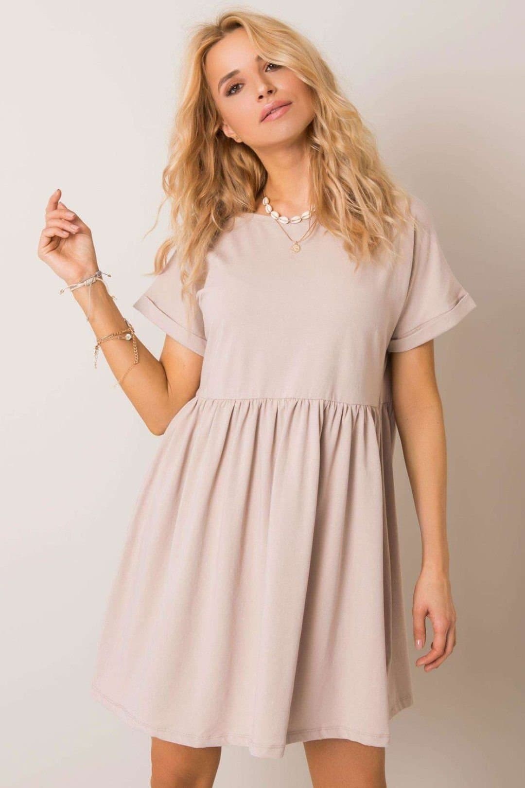 Love Lace Love Lace Women's Everyday Cotton Flared Unbuttoned Dress Style 192734 in Beige
