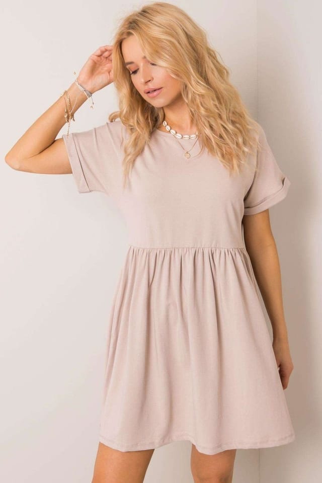 Love Lace Love Lace Women's Everyday Cotton Flared Unbuttoned Dress Style 192734 in Beige - 2