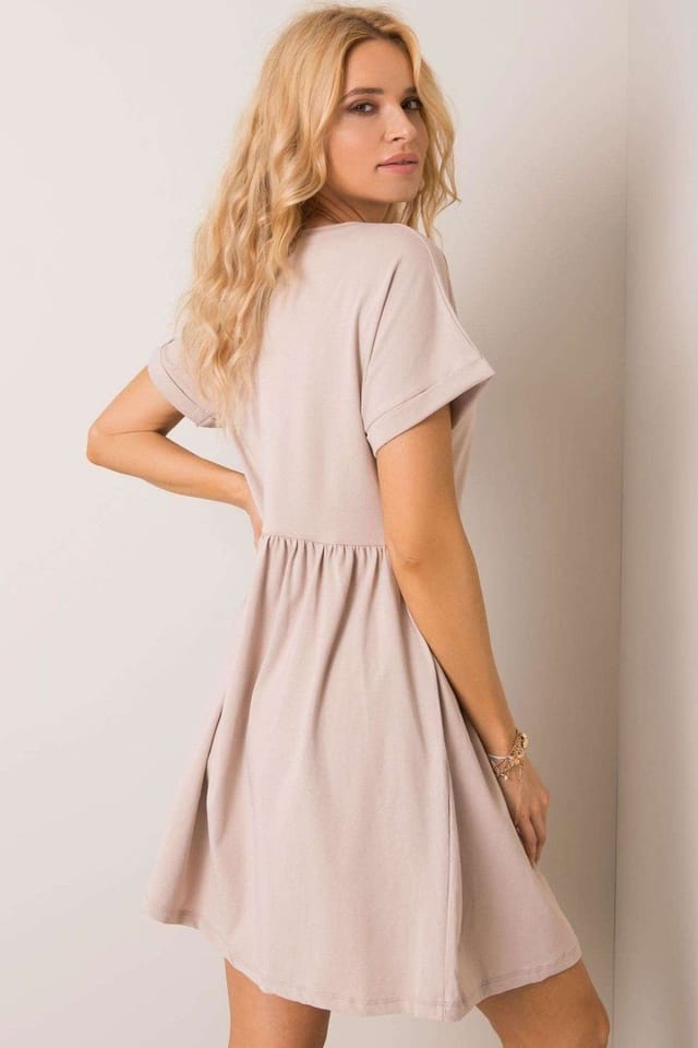 Love Lace Love Lace Women's Everyday Cotton Flared Unbuttoned Dress Style 192734 in Beige - 3