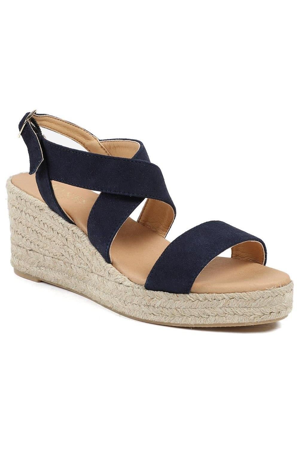 Jones Bootmaker Jones Bootmaker Navy Leather Wedge Heeled Espadrilles
