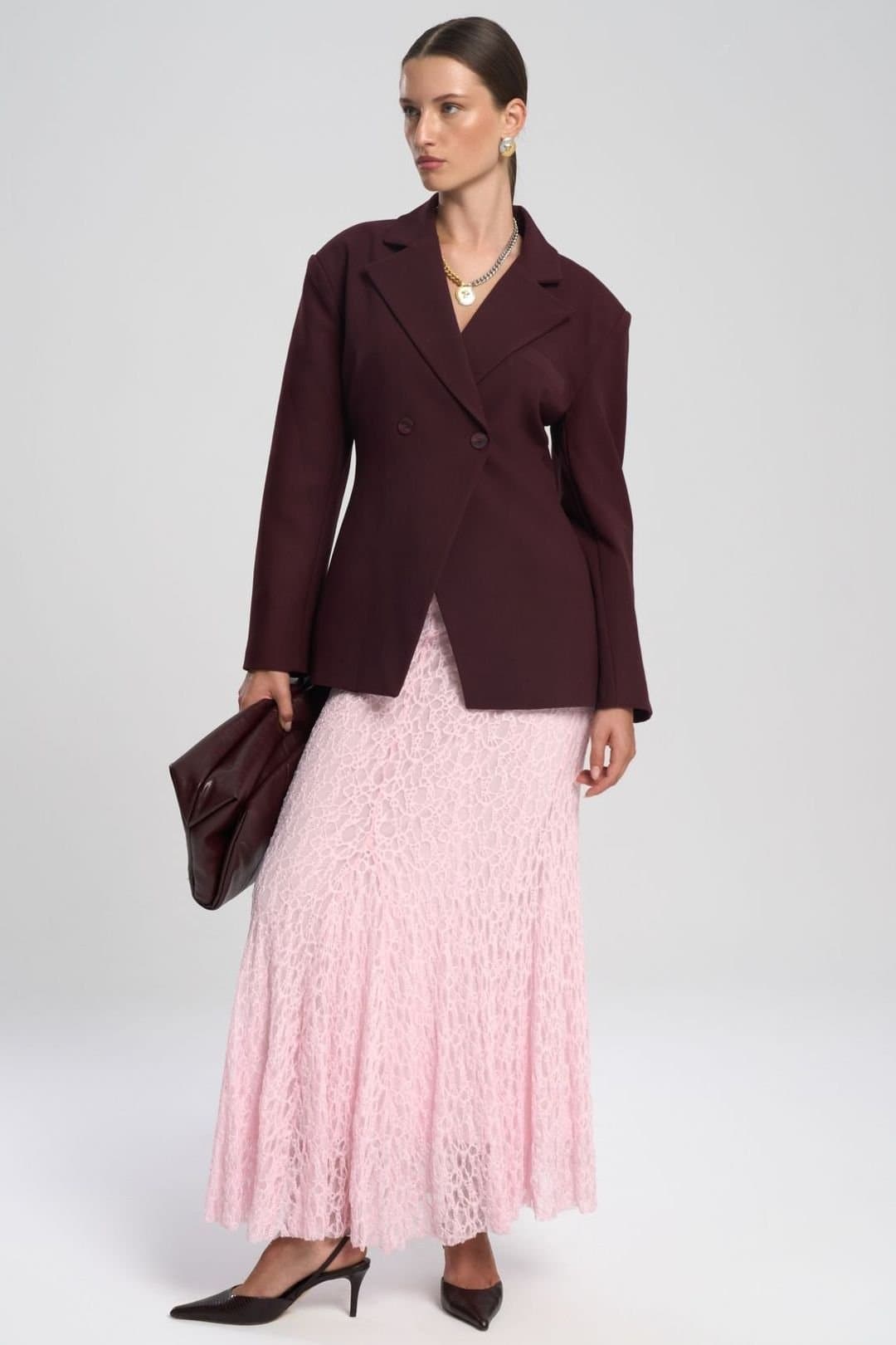 MAI STUDIOS CO. MAI STUDIOS CO. Light Pink Lace Maxi Skirt