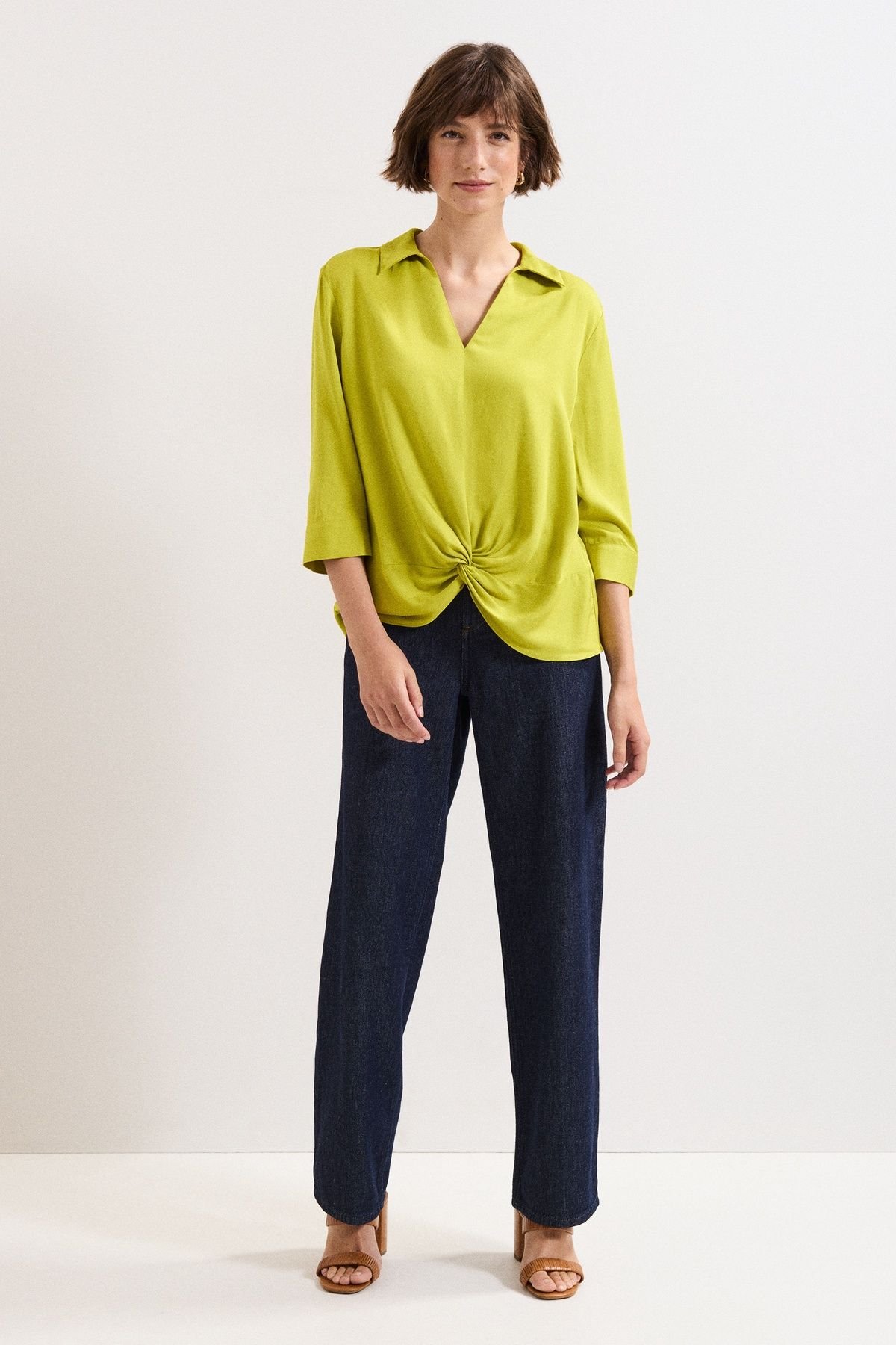 Phase Eight Phase Eight Women's Clary Twist Front Shirt in Lime - 3
