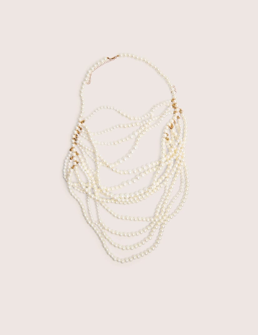 Public Desire Layered Pearl Necklace & Body Chain White - 1