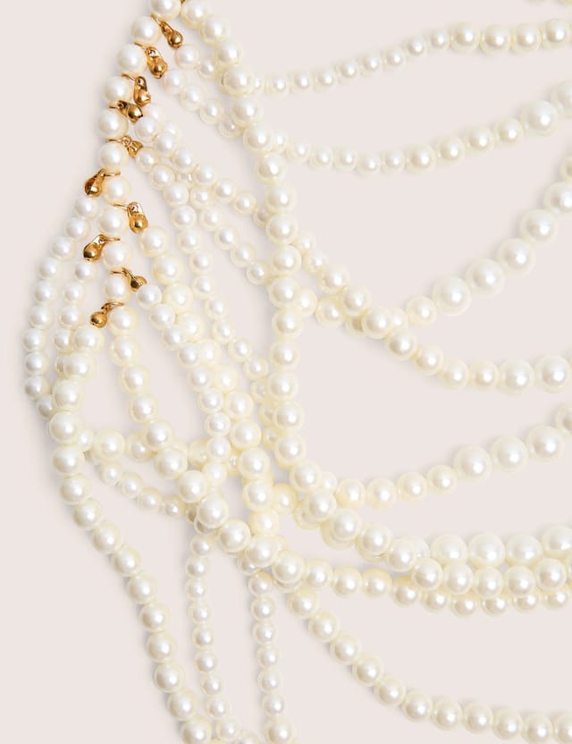 Public Desire Layered Pearl Necklace & Body Chain White - 2