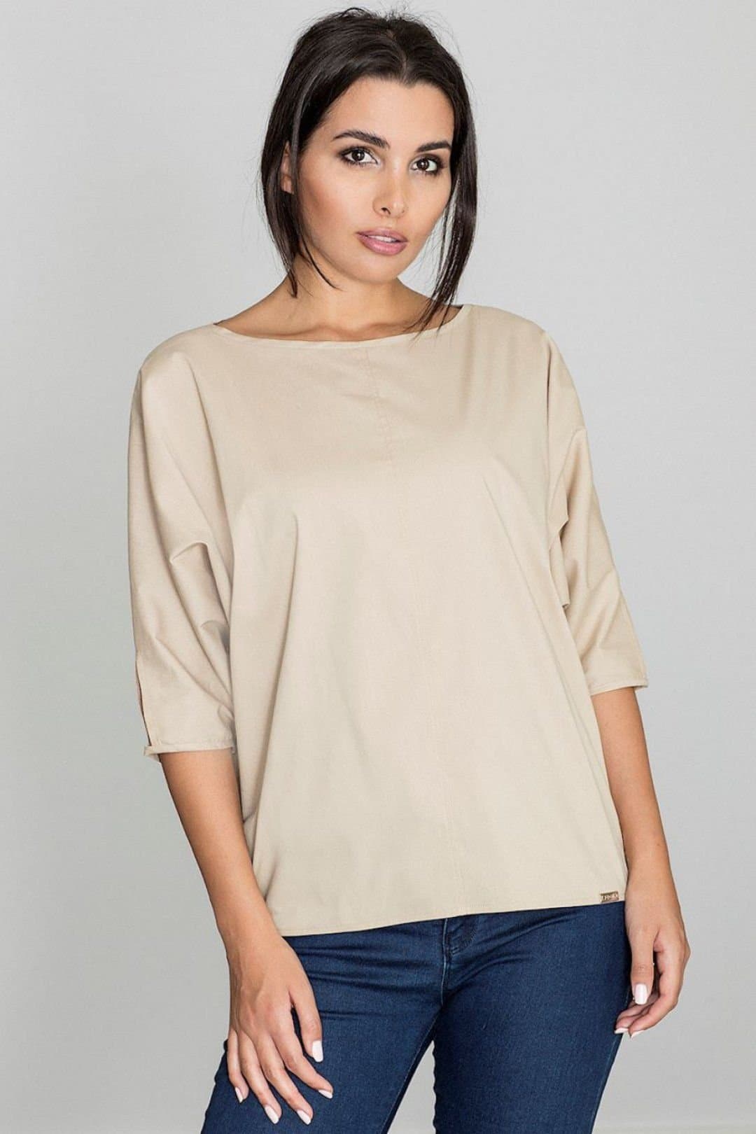 Love Lace Love Lace Women's Delicate Stitched Middle Blouse in Beige
