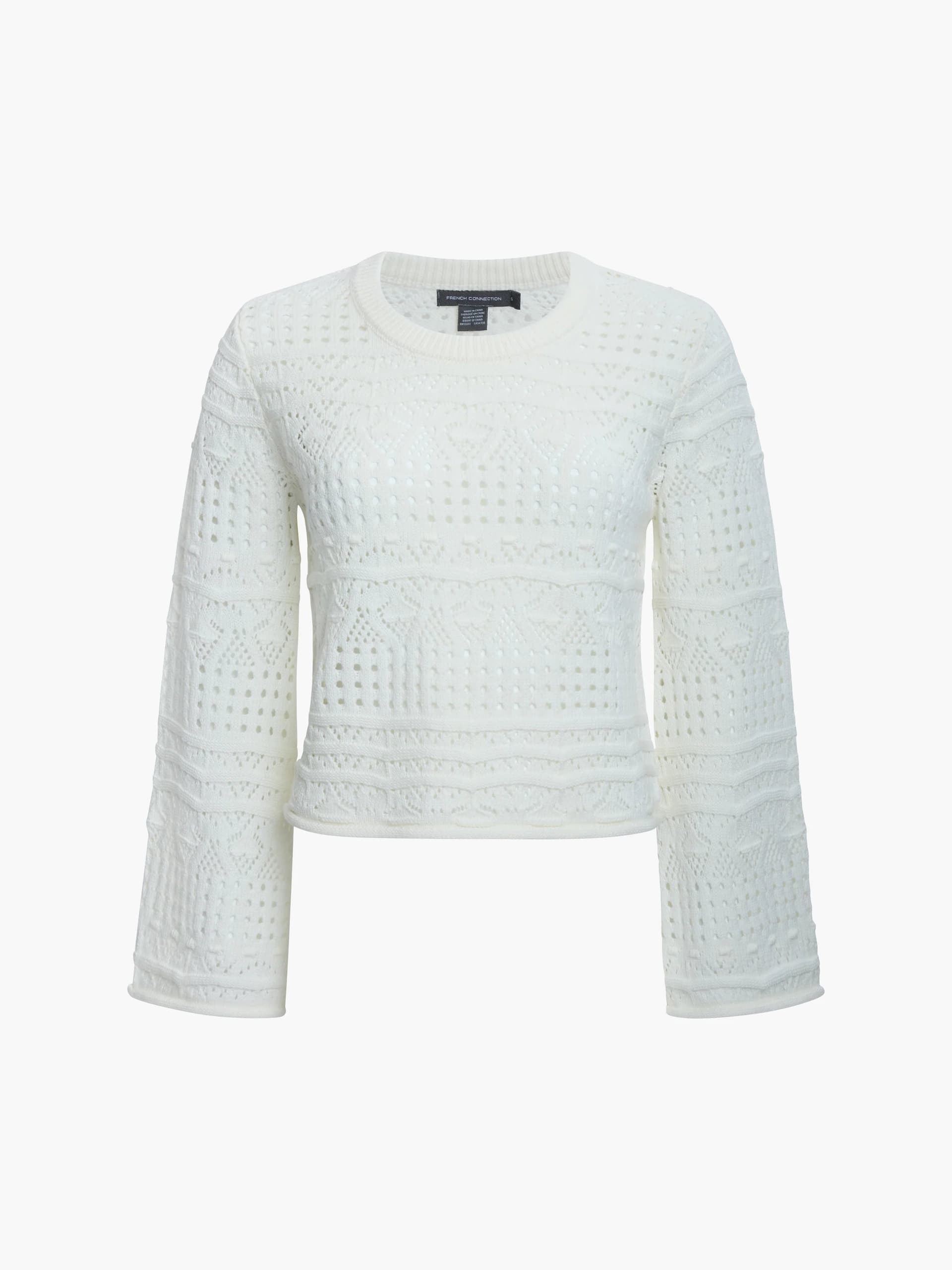 French Connection Crochet Bobble Knit Summer White