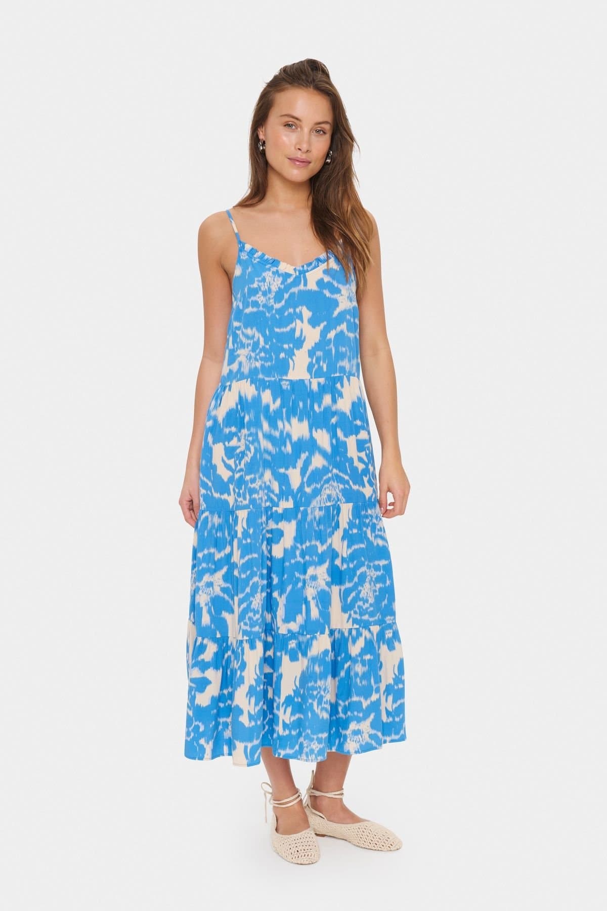 Saint Tropez Saint Tropez Baby Blue Midi Dress with Frills