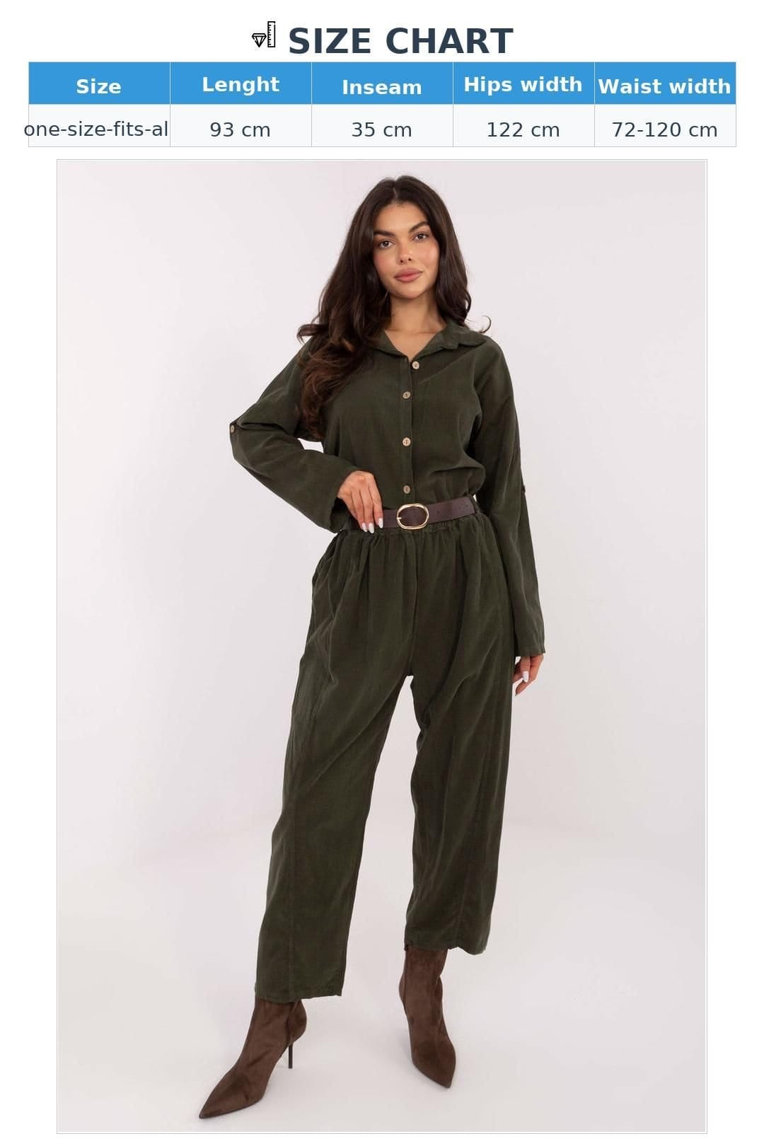 Love Lace Love Lace Women's Soft Corduroy High Waist Wide Leg Trousers in Green - 4