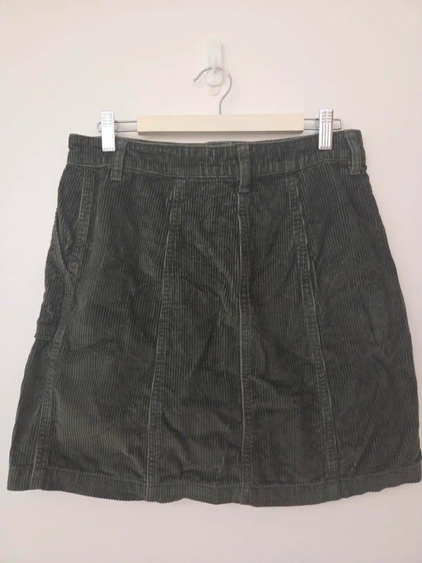 Next Next - Dark Green Corduroy Mini Skirt with Front Pockets - Size 8