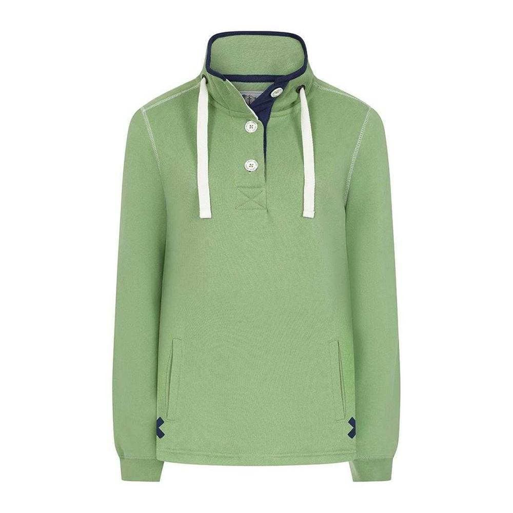 Lazy Jacks Lazy Jacks Women's Button Neck Sweatshirt in Light Green