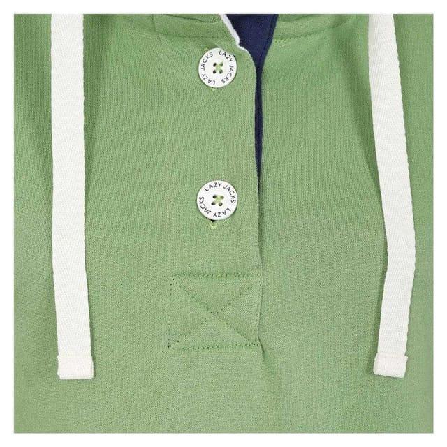 Lazy Jacks Lazy Jacks Women's Button Neck Sweatshirt in Light Green - 3