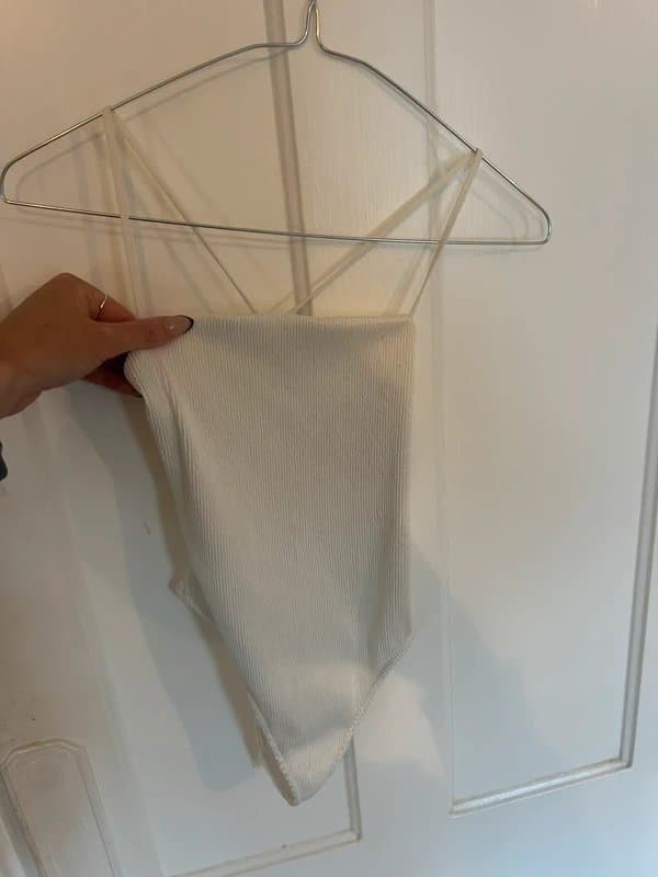 Bershka White cross back body suit