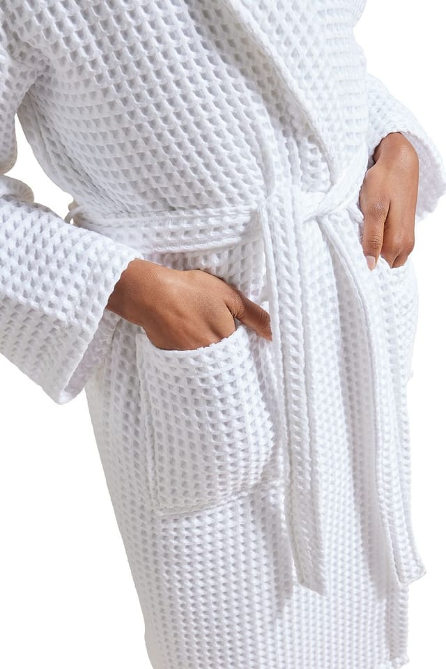 Christy CHRISTY Women's Waffle Kimono Style Robe & Bath Sheet Gift Set in White - 2
