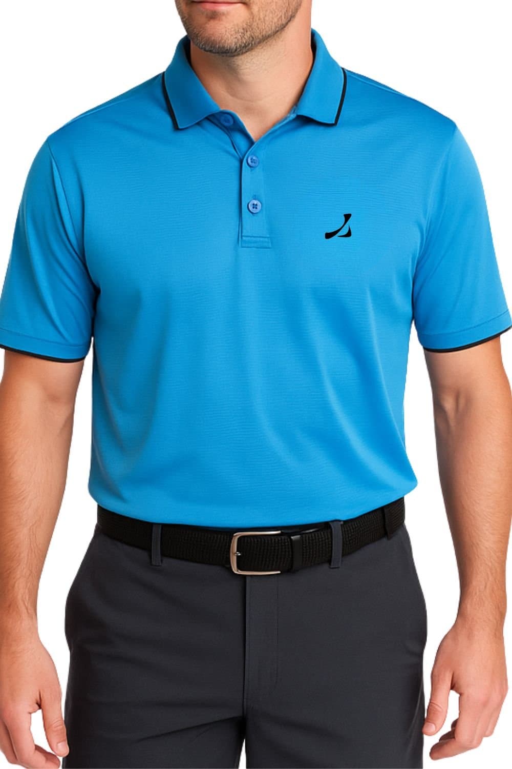 Under Par Under Par Men's UV Protection Stretch Waffle Knit Golf Polo Shirt in Turquoise