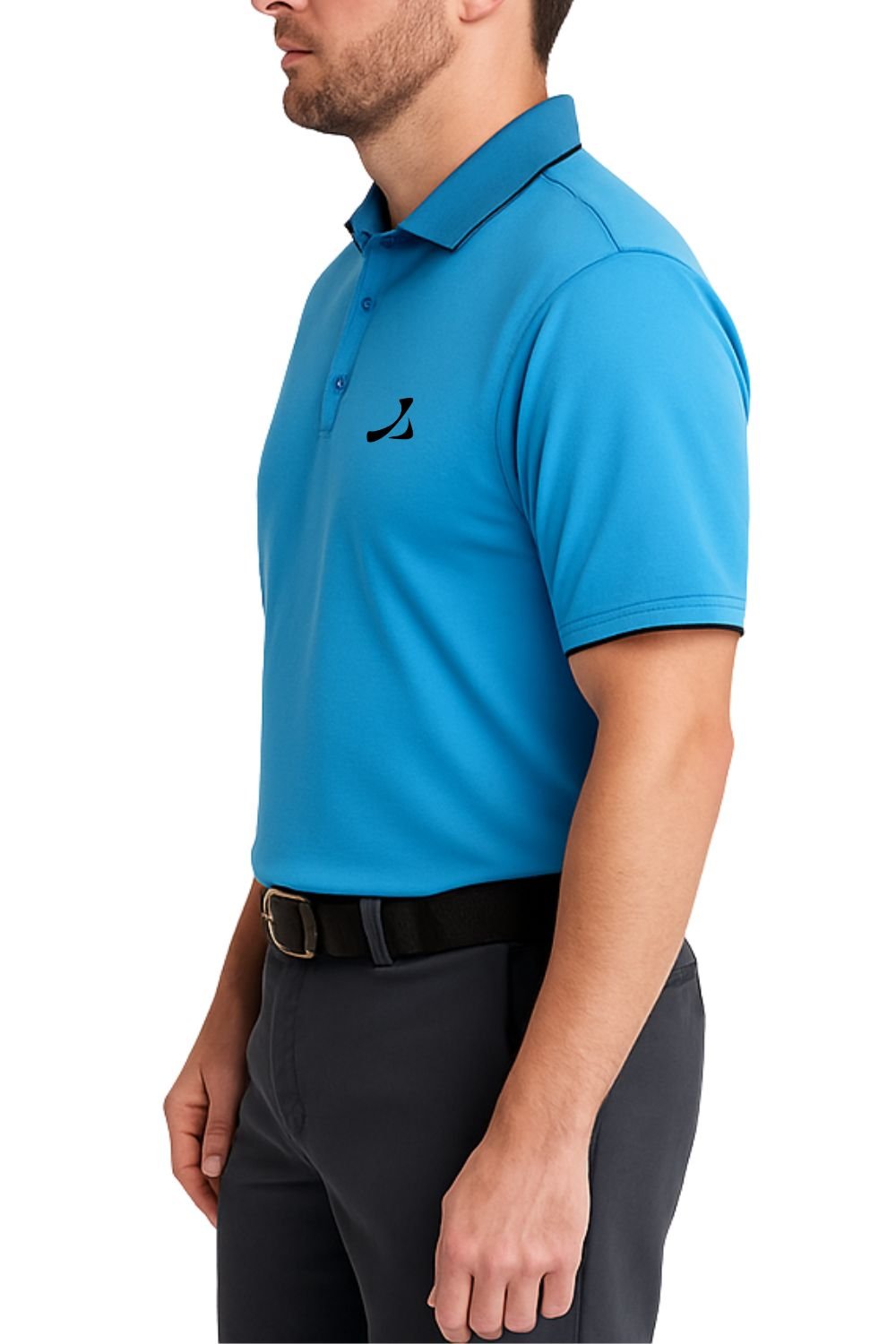 Under Par Under Par Men's UV Protection Stretch Waffle Knit Golf Polo Shirt in Turquoise - 2