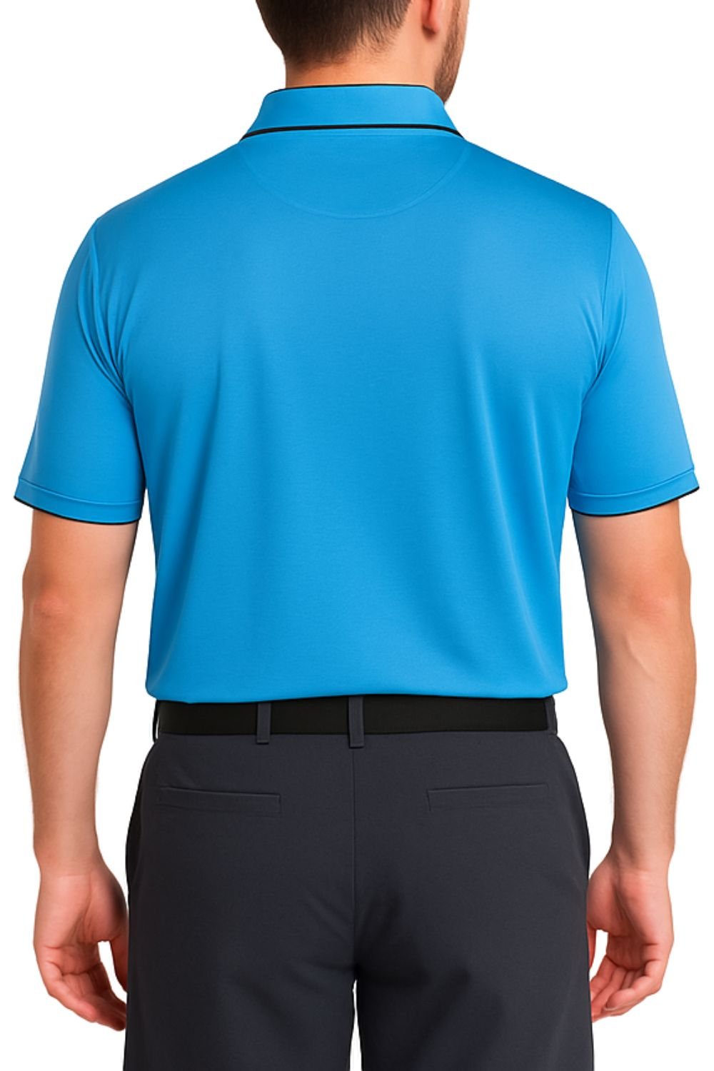 Under Par Under Par Men's UV Protection Stretch Waffle Knit Golf Polo Shirt in Turquoise - 3