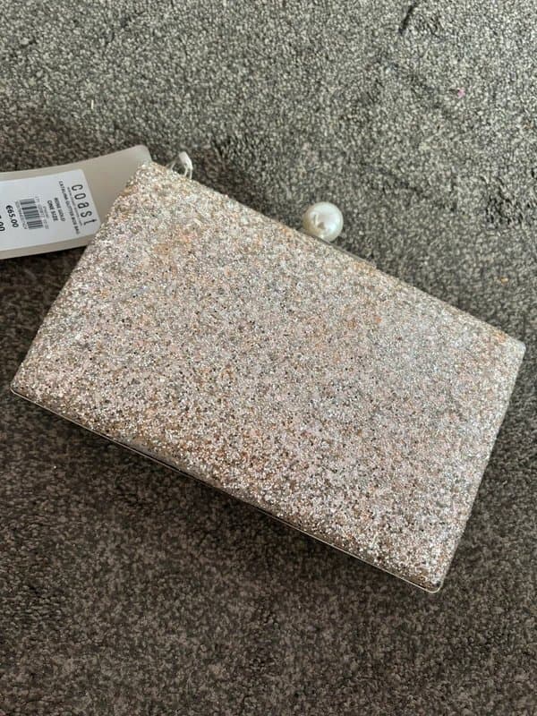 Coast Coast statement glitter clutch or strap handbag wedding party hen do purse pearl new same day post