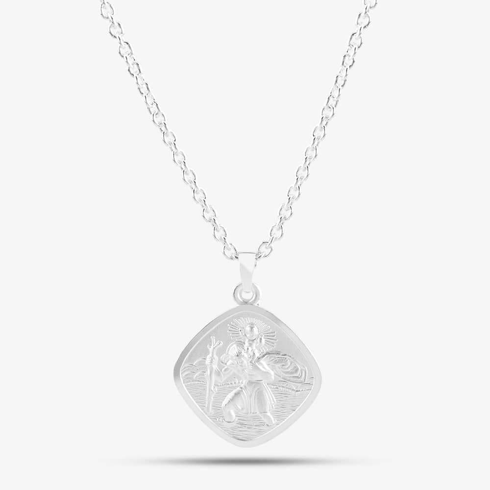 T.H.Baker T.H.Baker Women's Sterling Silver St Christopher Square Necklace P30-8020-SC1318