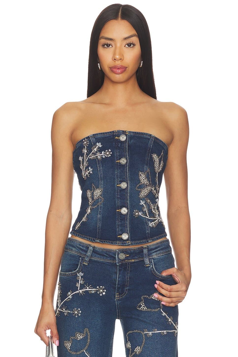 revolve Nova Embellished Denim Top
