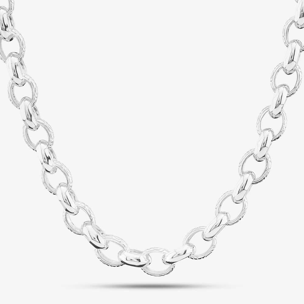 T.H.Baker T.H.Baker Women's Sterling Silver 20 Inch Heavy Patterned Oval