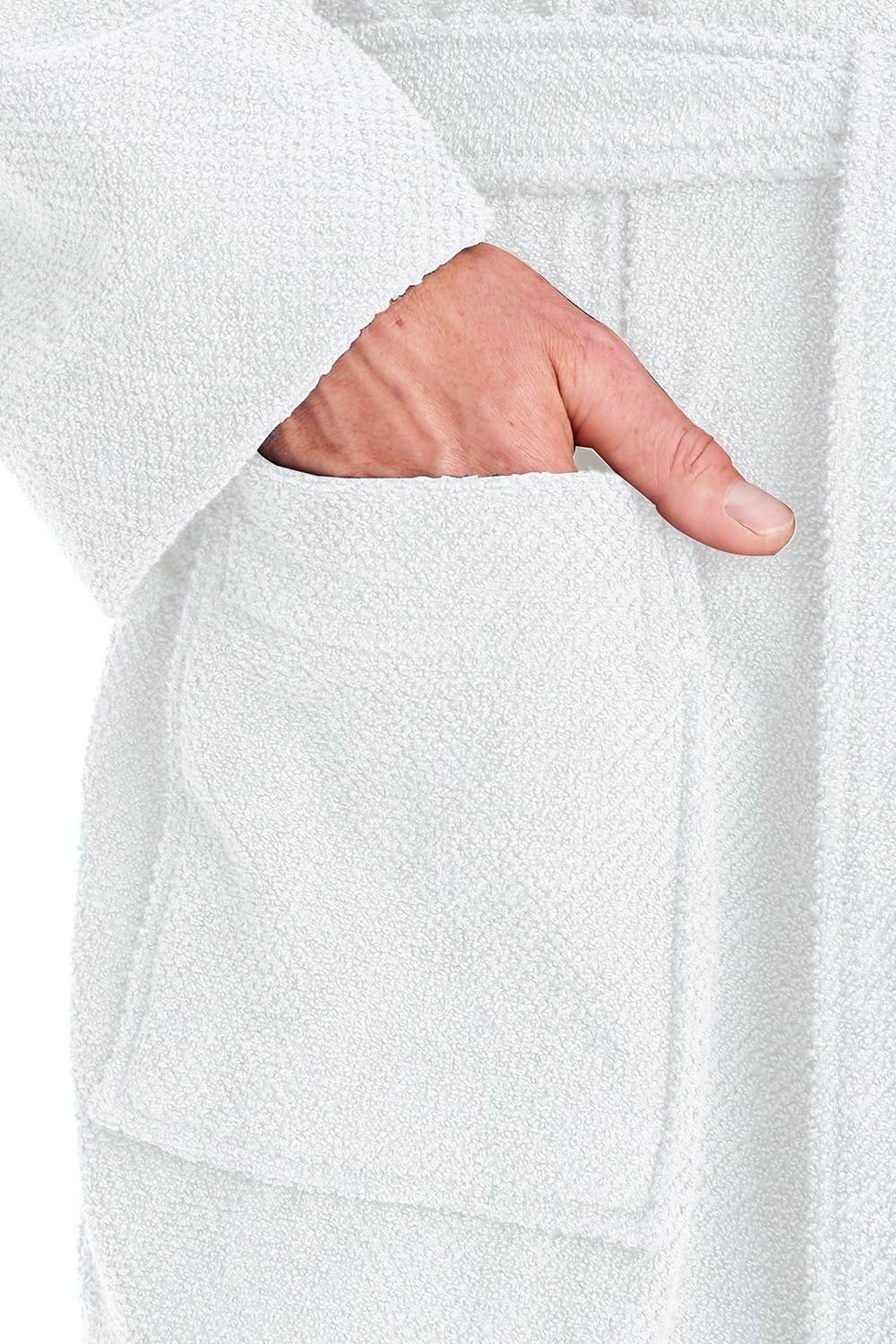 Christy CHRISTY Men's 'Brixton' 100% Cotton Textured Hooded Bath Robe in White - 4