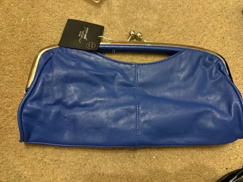 New Look Blue faux leather clutch bag