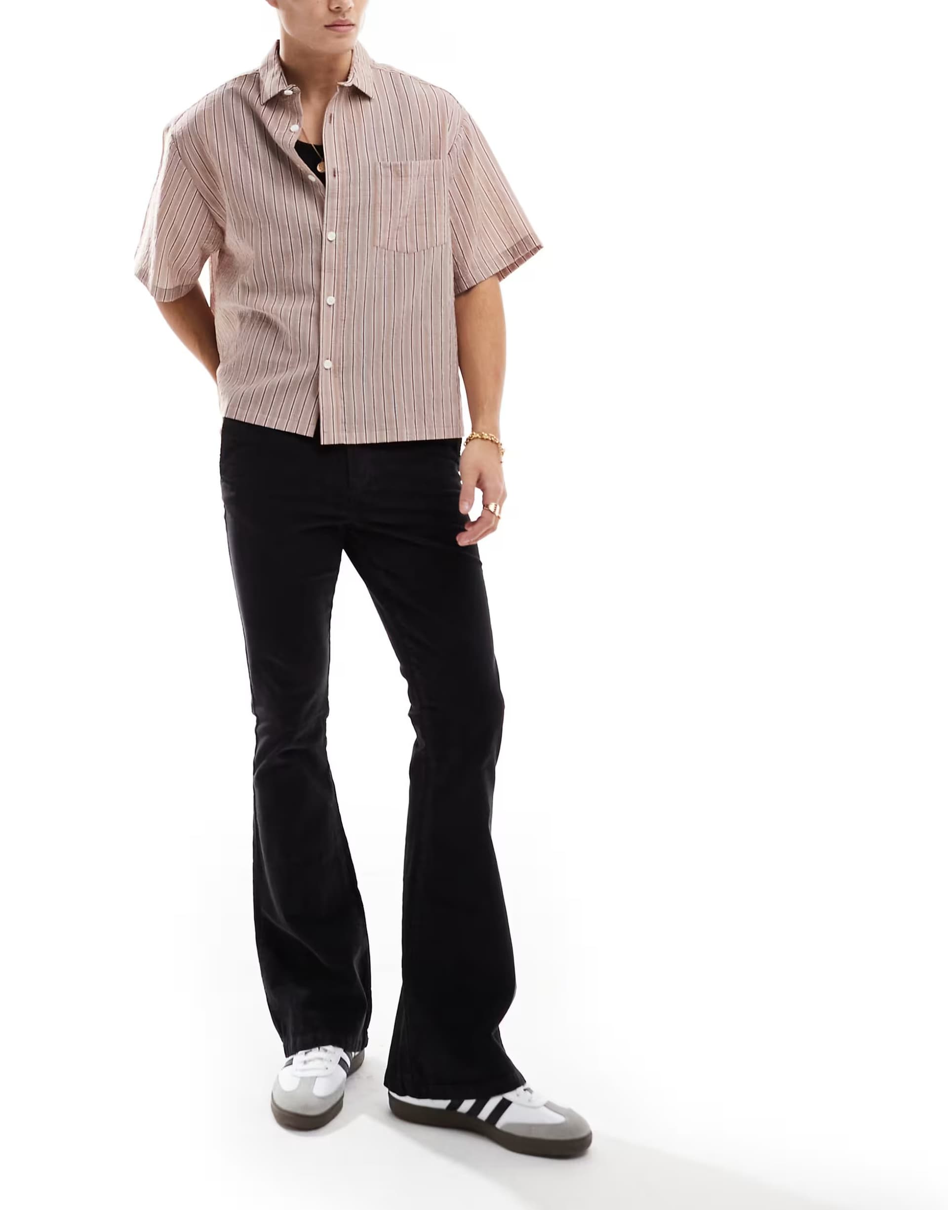 ASOS ASOS DESIGN flare cord trouser in black