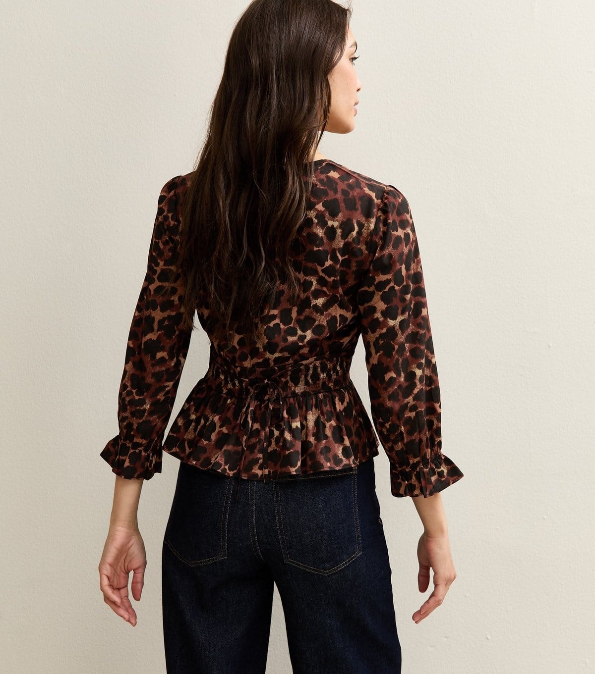 New Look Women's Brown Animal Print Cropped Sleeve Top New Look - 4