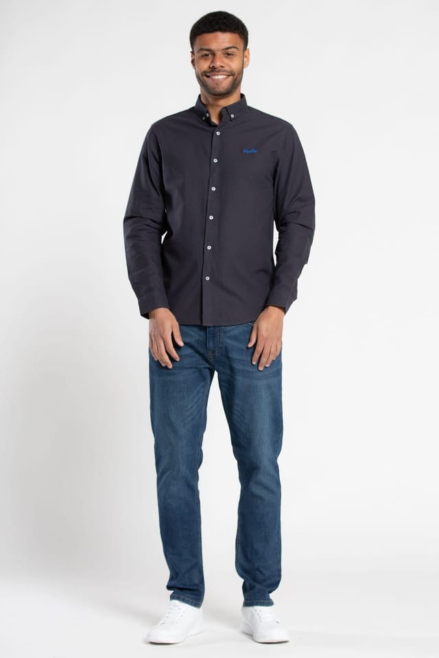 Tokyo Laundry Tokyo Laundry Men's Cotton Oxford Long-Sleeve Shirt in Navy - 3