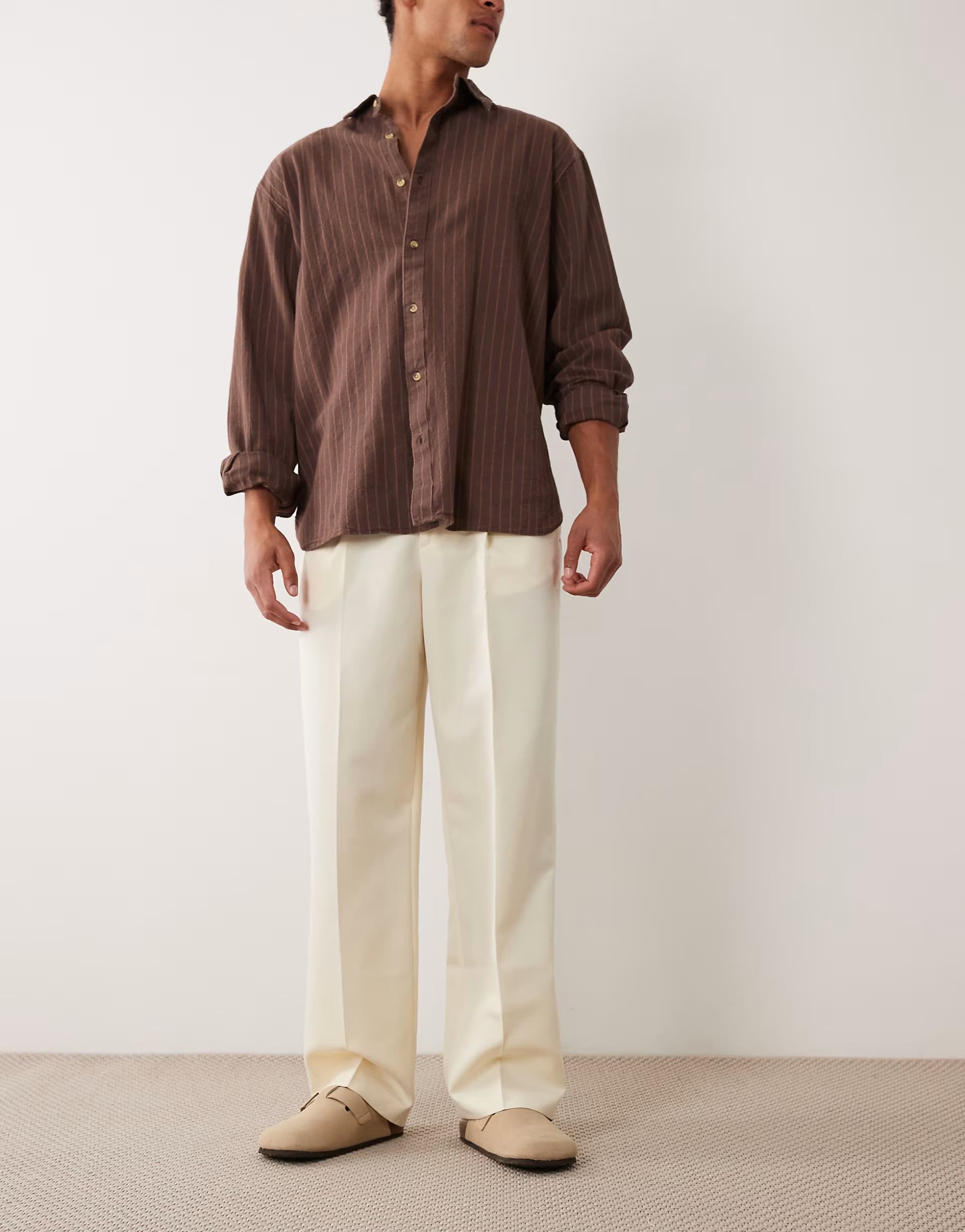 ASOS ASOS DESIGN smart pleated wide leg trousers in butter yellow