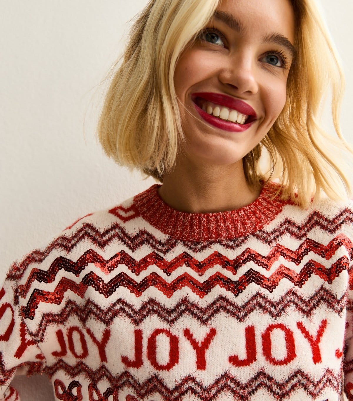 New Look Red Zig Zag Crew Neck Christmas Jumper